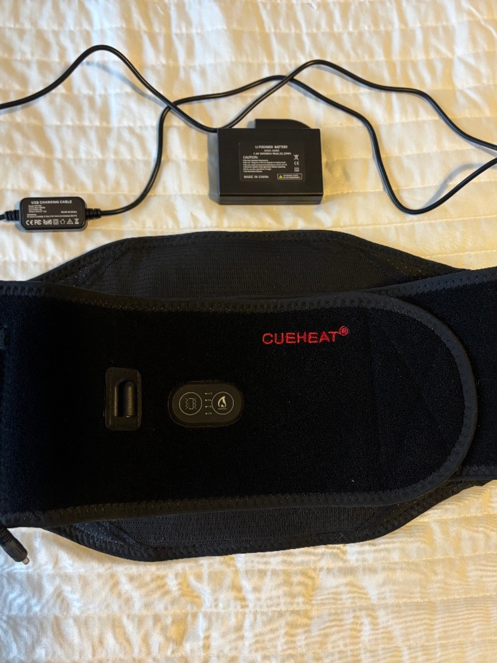 Cue Heat Heating Back Abdomen Wrap Rechargeable Battery